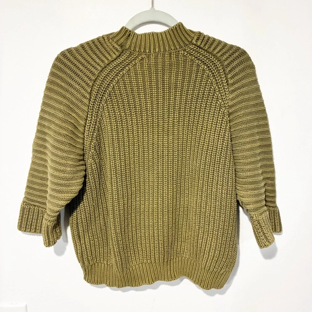 Anthropologie Maeve Mackenzie Green Chunky Knit 3/4 Sleeve Sweater Size XS - Picture 6 of 6